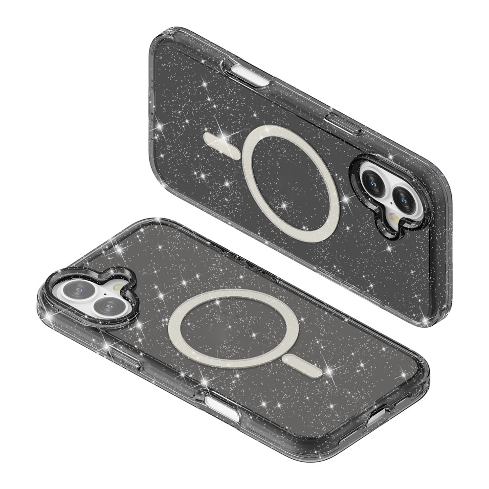  iPhone 17 Skal MagSafe Hybrid Glitter Svart - Teknikhallen.se