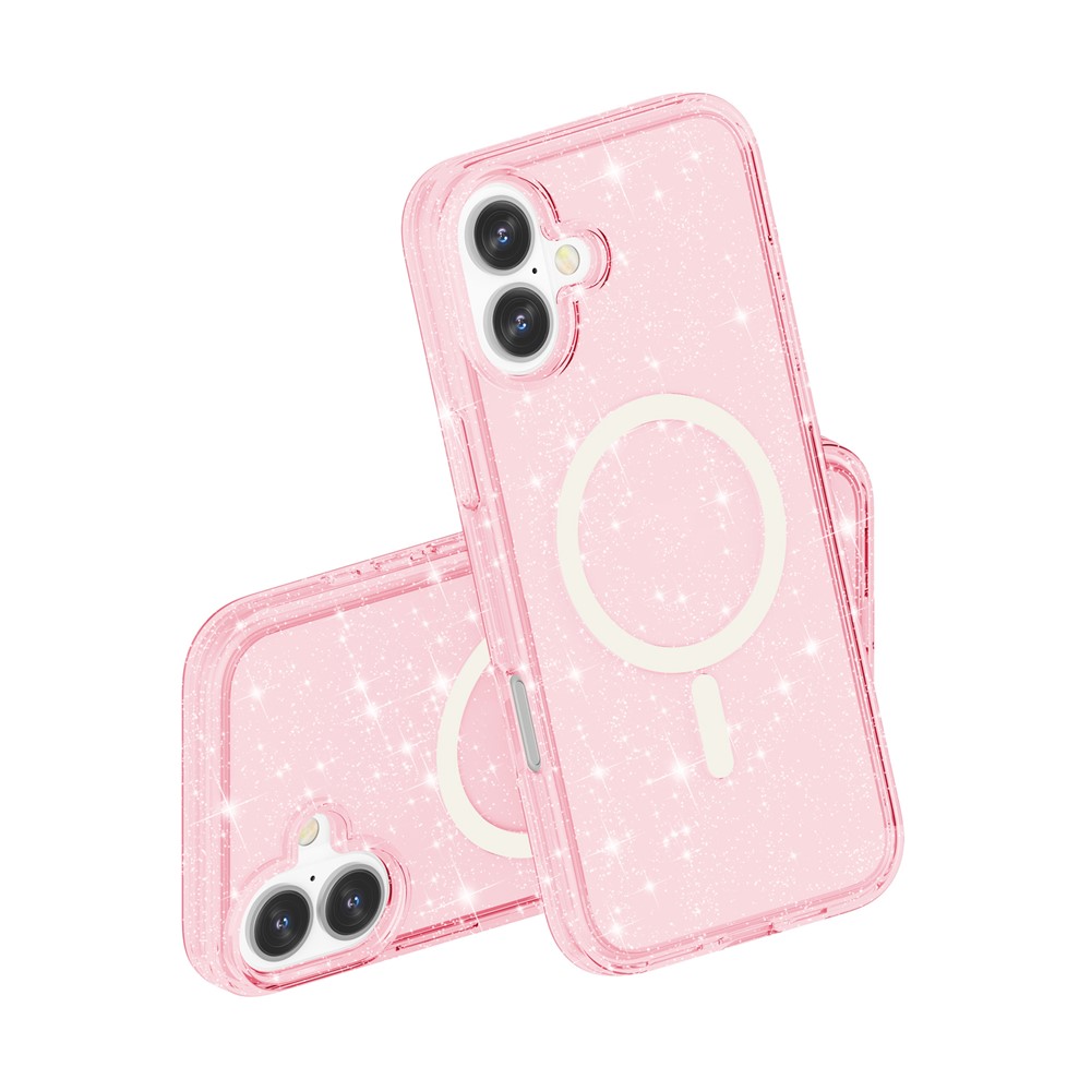  iPhone 17 Skal MagSafe Hybrid Glitter Rosa - Teknikhallen.se