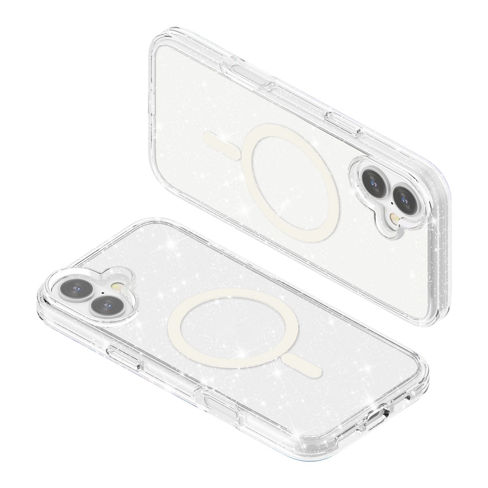  iPhone 17 Skal MagSafe Hybrid Glitter Vit - Teknikhallen.se