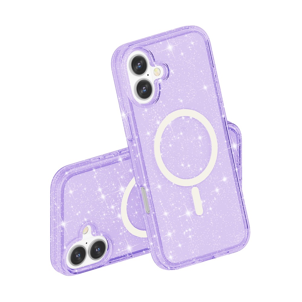  iPhone 17 Skal MagSafe Hybrid Glitter Lila - Teknikhallen.se