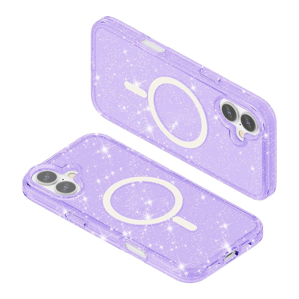  iPhone 17 Skal MagSafe Hybrid Glitter Lila - Teknikhallen.se