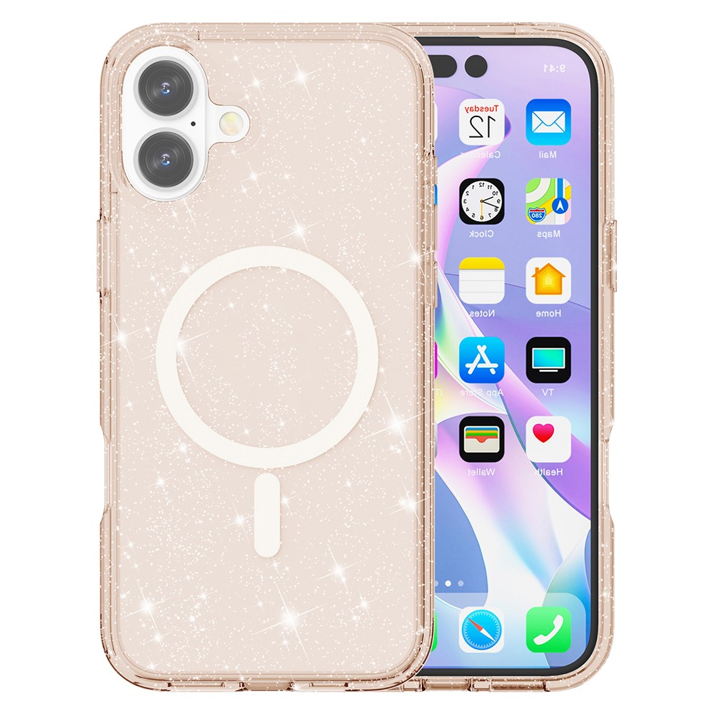  iPhone 17 Skal MagSafe Hybrid Glitter Guld - Teknikhallen.se