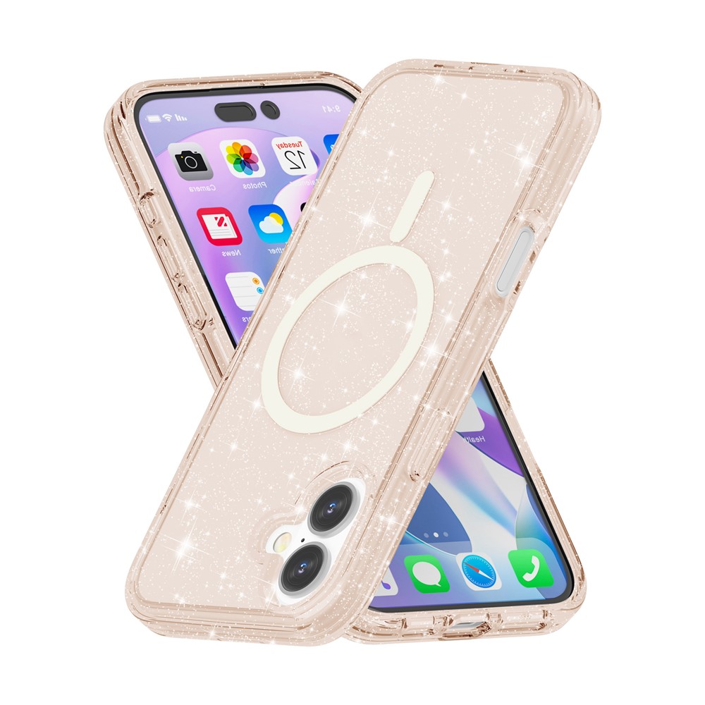  iPhone 17 Skal MagSafe Hybrid Glitter Guld - Teknikhallen.se