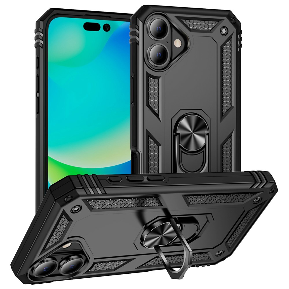  iPhone 17 Skal Shockproof Hybrid Ring Svart - Teknikhallen.se