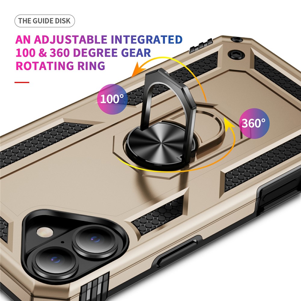  iPhone 17 Skal Shockproof Hybrid Ring Guld - Teknikhallen.se