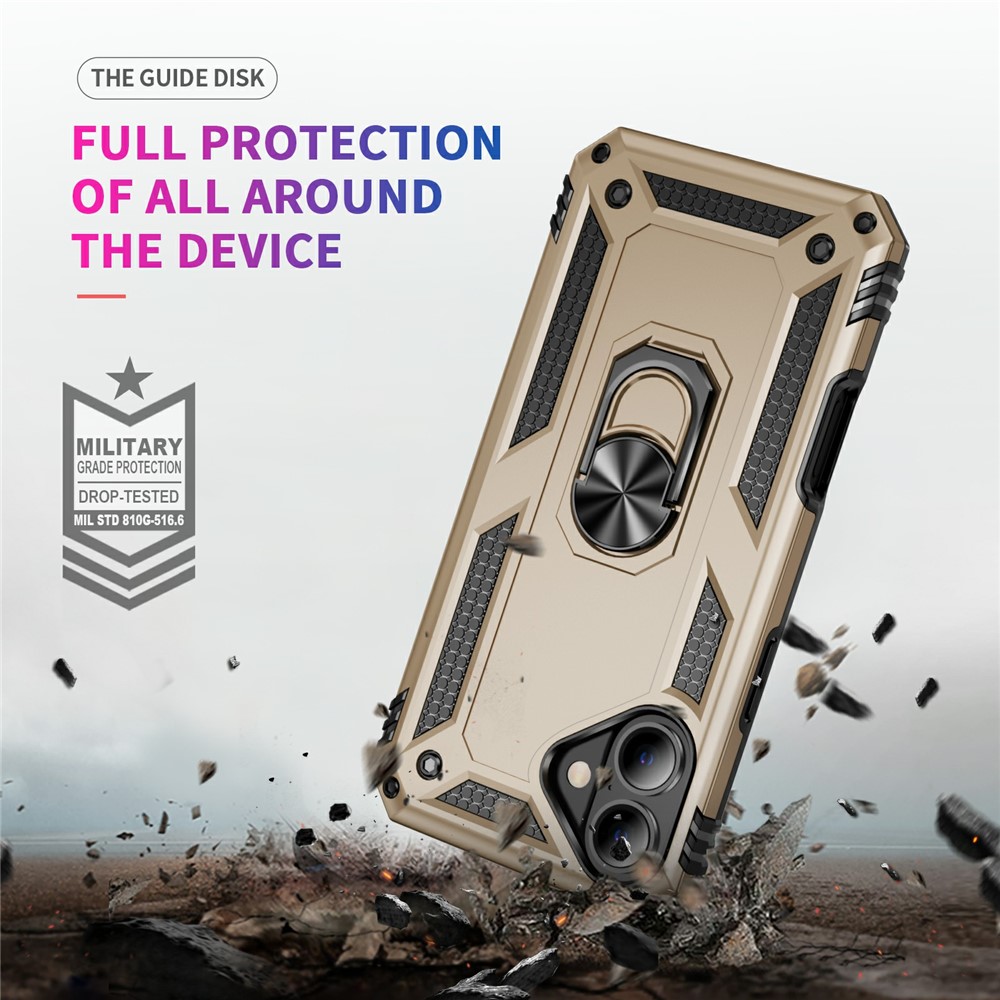  iPhone 17 Skal Shockproof Hybrid Ring Guld - Teknikhallen.se
