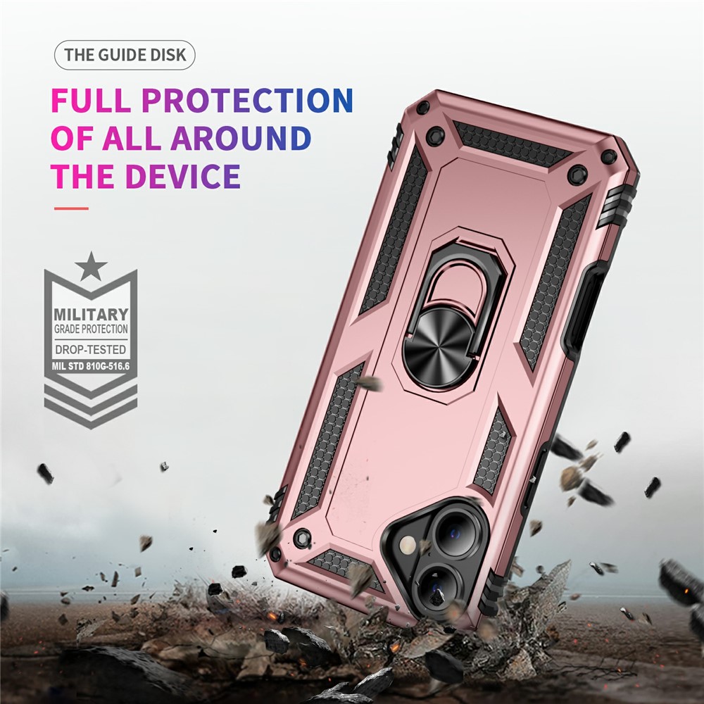  iPhone 17 Skal Shockproof Hybrid Ring Roséguld - Teknikhallen.se