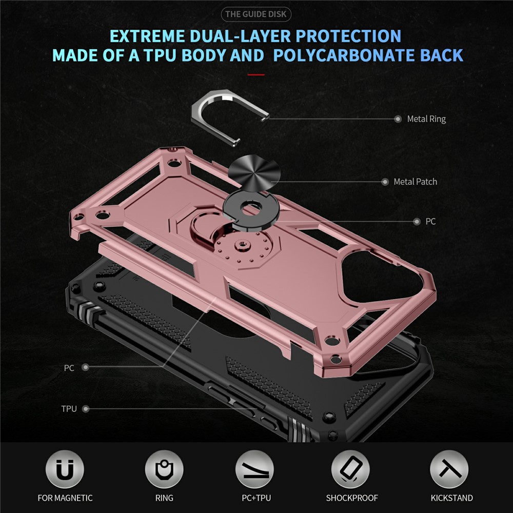  iPhone 17 Skal Shockproof Hybrid Ring Roséguld - Teknikhallen.se