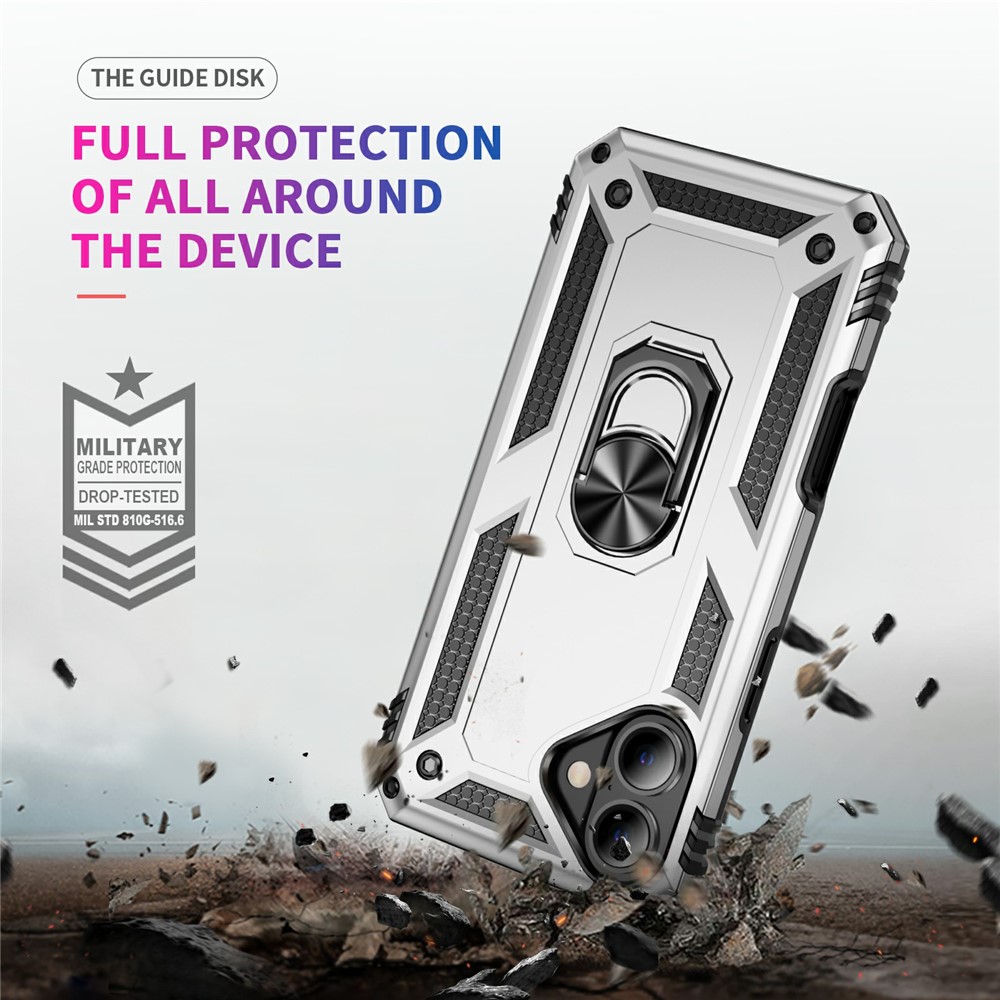  iPhone 17 Skal Shockproof Hybrid Ring Silver - Teknikhallen.se