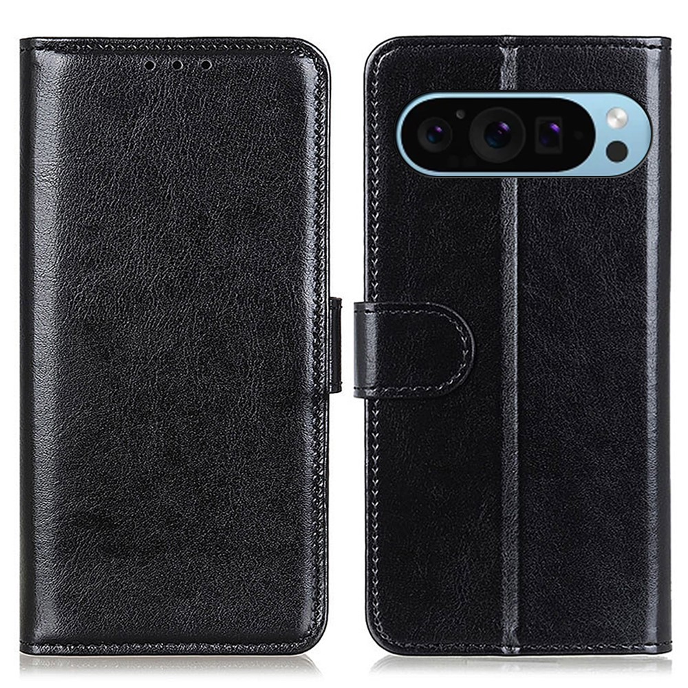  Google Pixel 10/10 Pro / 9/9 Pro Fodral Crazy Horse Läder Svart - Teknikhallen.se