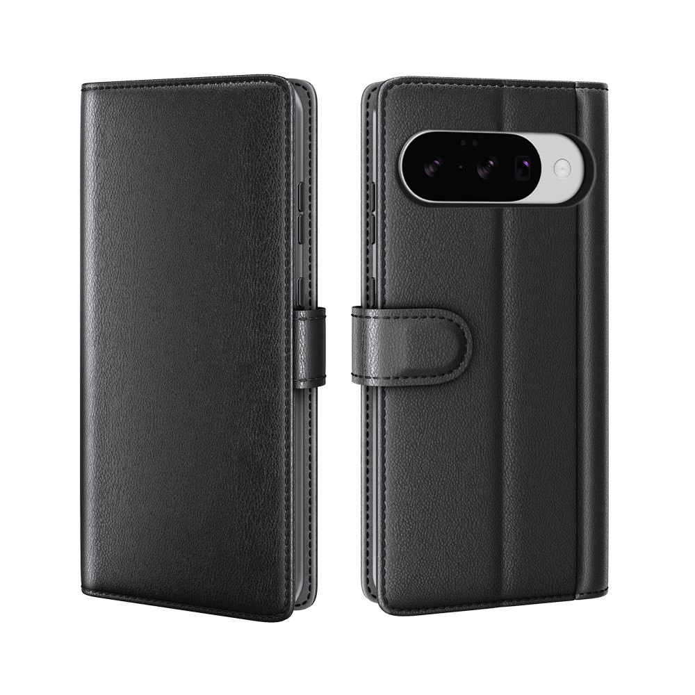  Google Pixel 10 Fodral Premium Äkta Läder Svart - Teknikhallen.se