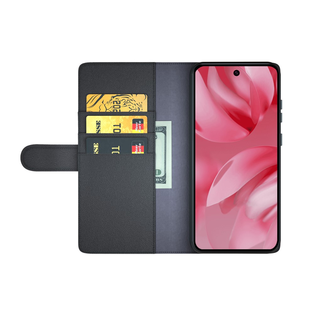 Google Pixel 10 Fodral Premium Äkta Läder Svart - Teknikhallen.se