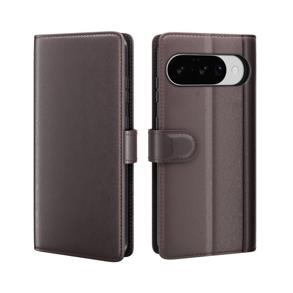  Google Pixel 10 Fodral Premium Äkta Läder Brun - Teknikhallen.se