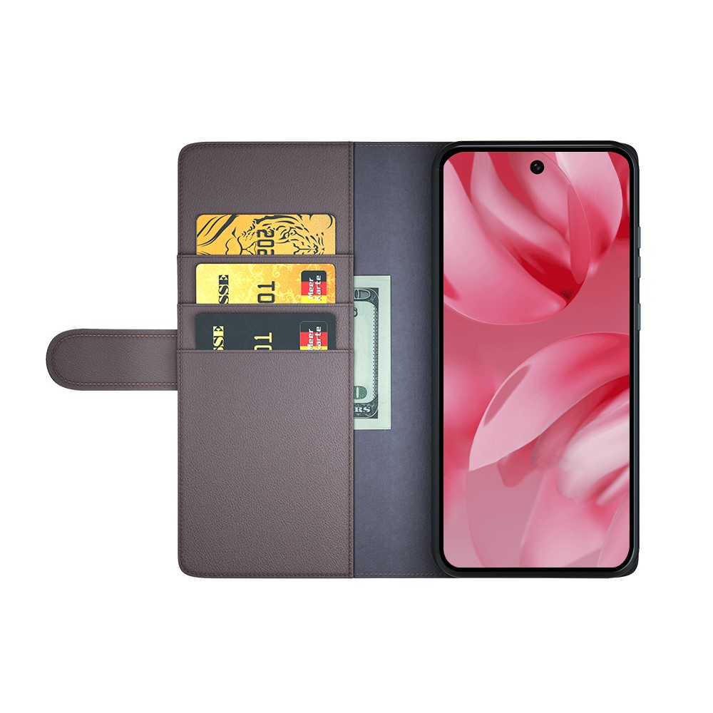 Google Pixel 10 Fodral Premium Äkta Läder Brun - Teknikhallen.se