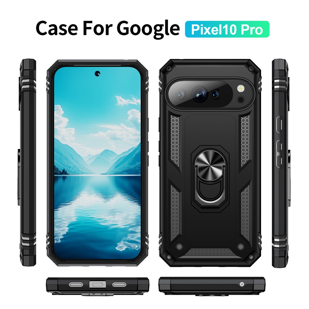  Google Pixel 10 / 10 Pro Skal Armor Ring Hybrid Svart - Teknikhallen.se