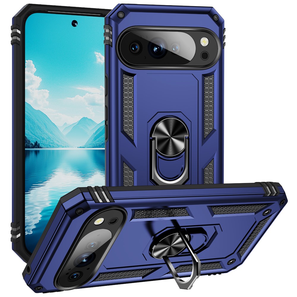  Google Pixel 10 / 10 Pro Skal Armor Ring Hybrid Blå - Teknikhallen.se