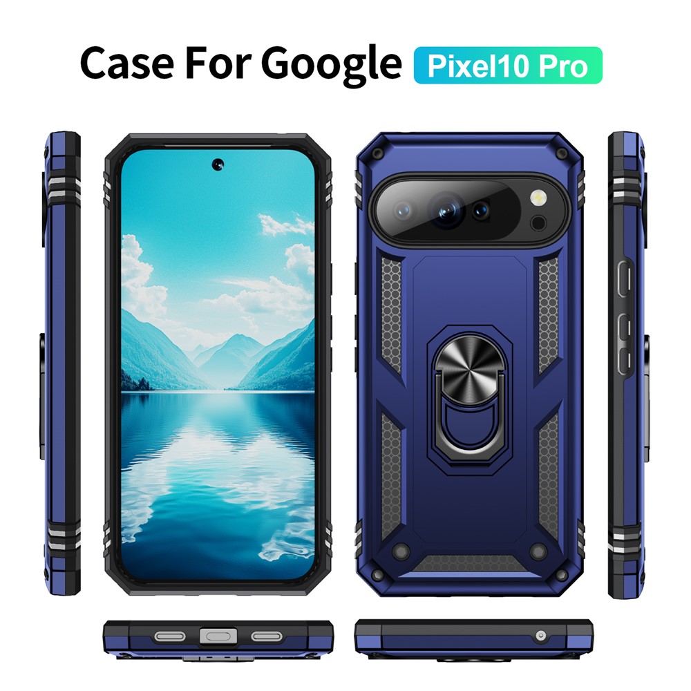  Google Pixel 10 / 10 Pro Skal Armor Ring Hybrid Blå - Teknikhallen.se