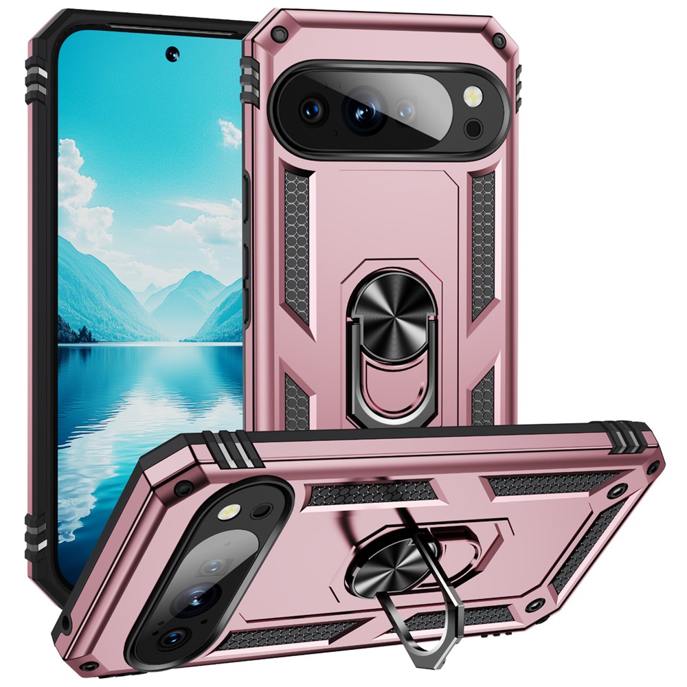  Google Pixel 10 / 10 Pro Skal Armor Ring Hybrid Roséguld - Teknikhallen.se