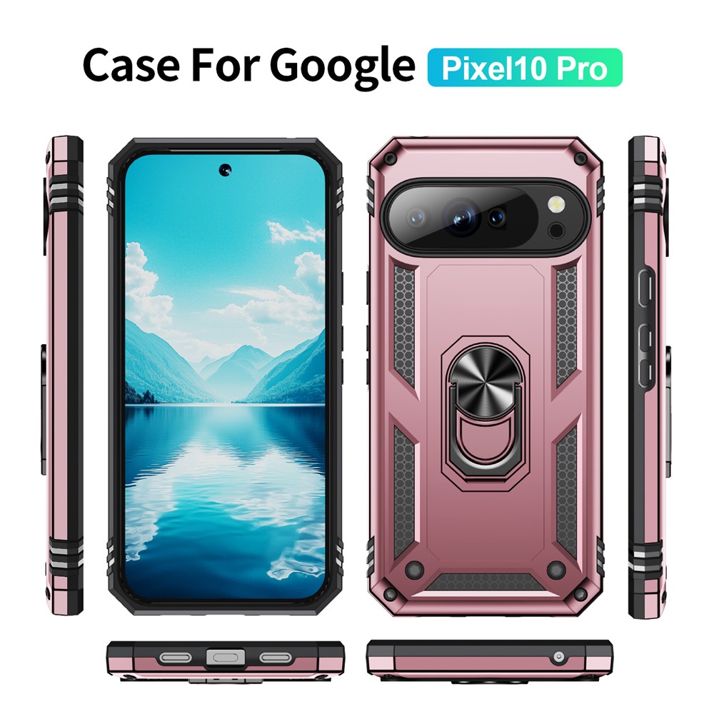  Google Pixel 10 / 10 Pro Skal Armor Ring Hybrid Roséguld - Teknikhallen.se