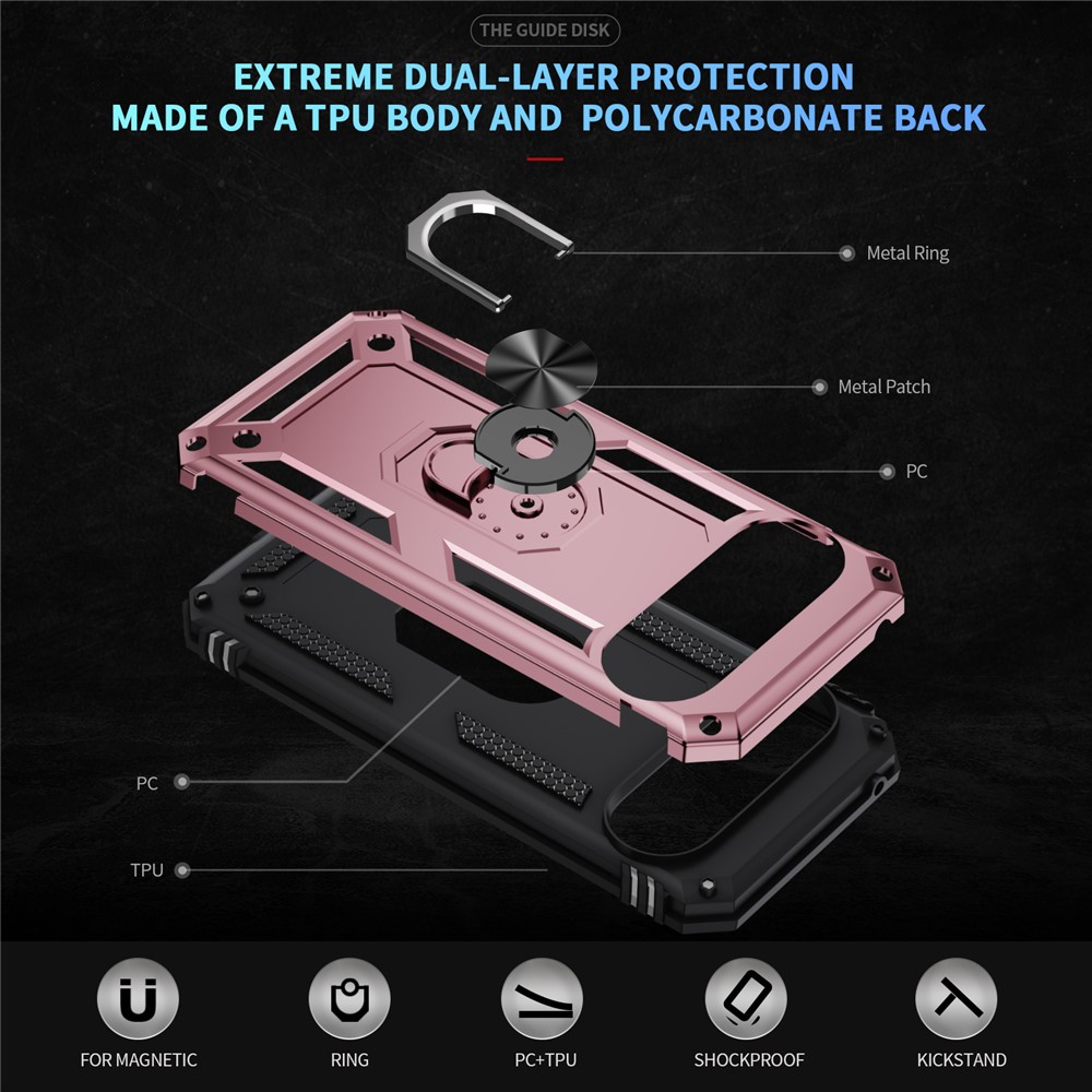  Google Pixel 10 / 10 Pro Skal Armor Ring Hybrid Roséguld - Teknikhallen.se