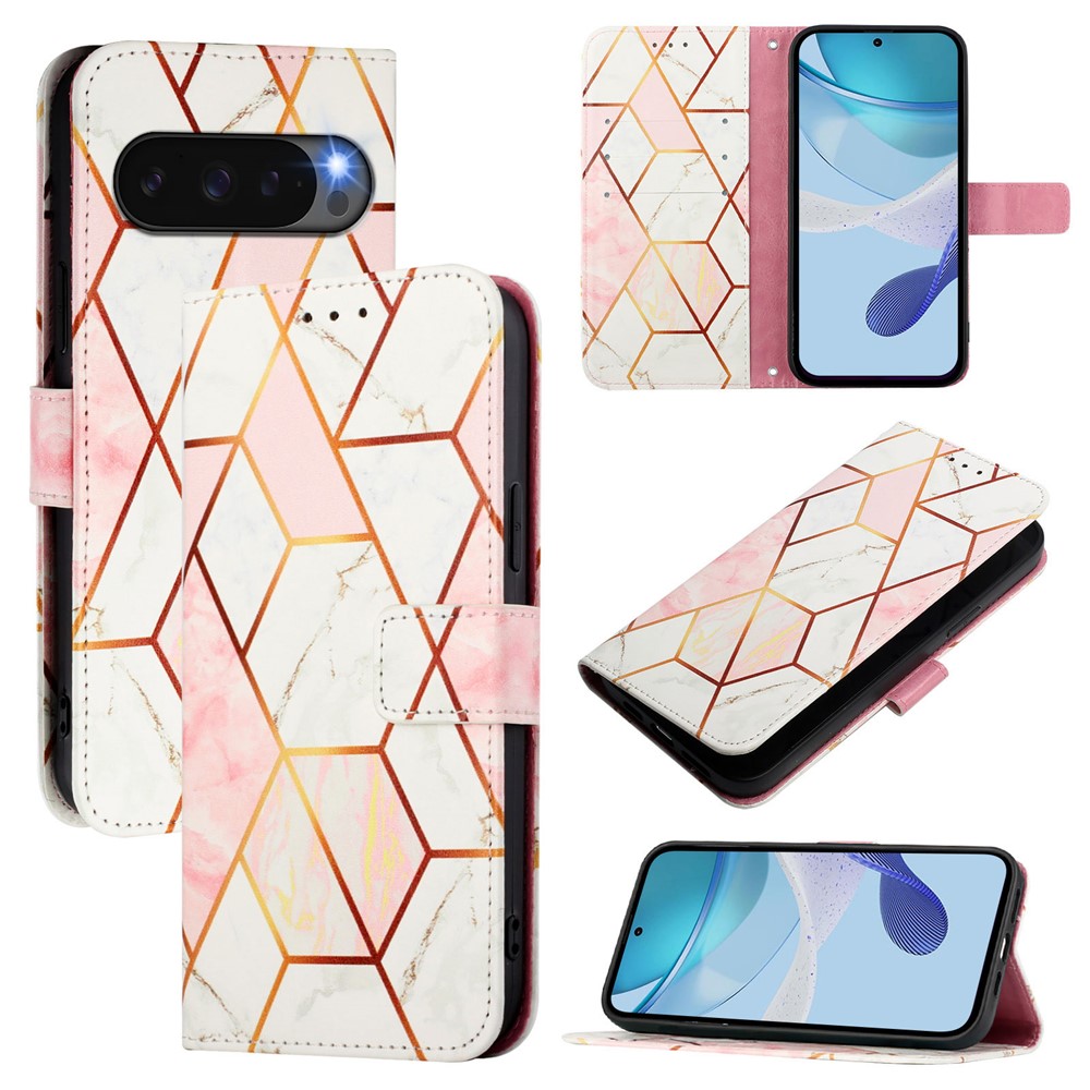  Google Pixel 10 / 10 Pro Fodral Marmor Rosa / Vit - Teknikhallen.se