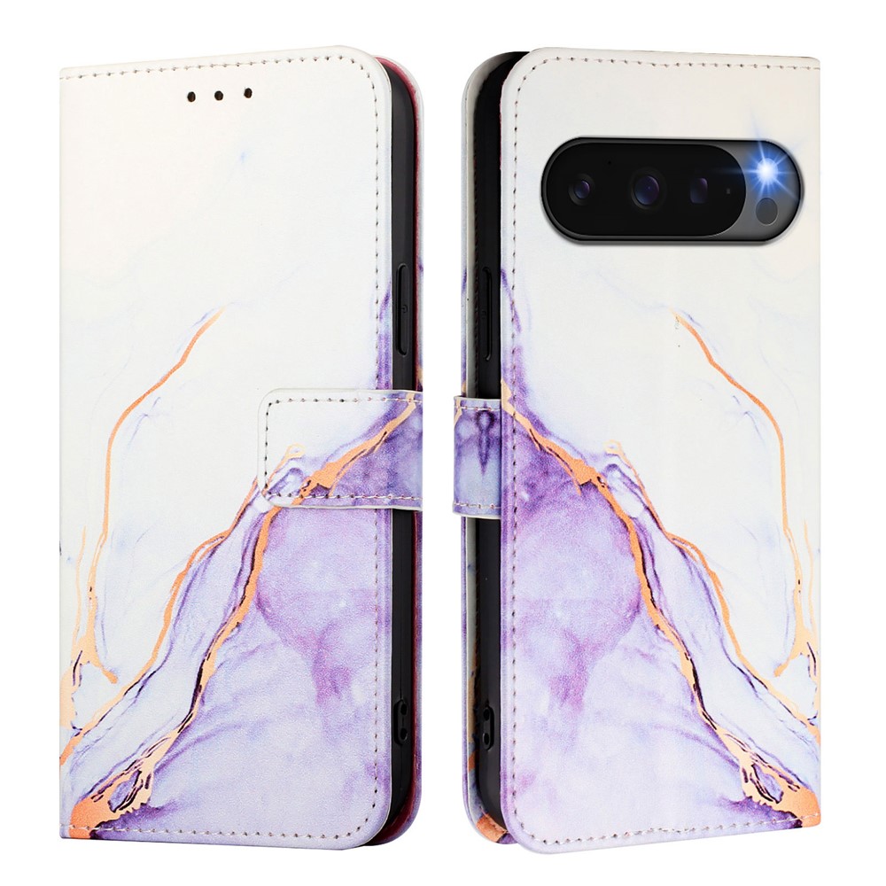  Google Pixel 10 / 10 Pro Fodral Marmor Vit / Lila - Teknikhallen.se