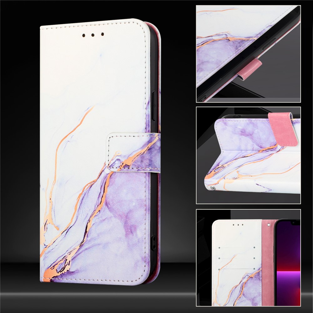  Google Pixel 10 / 10 Pro Fodral Marmor Vit / Lila - Teknikhallen.se