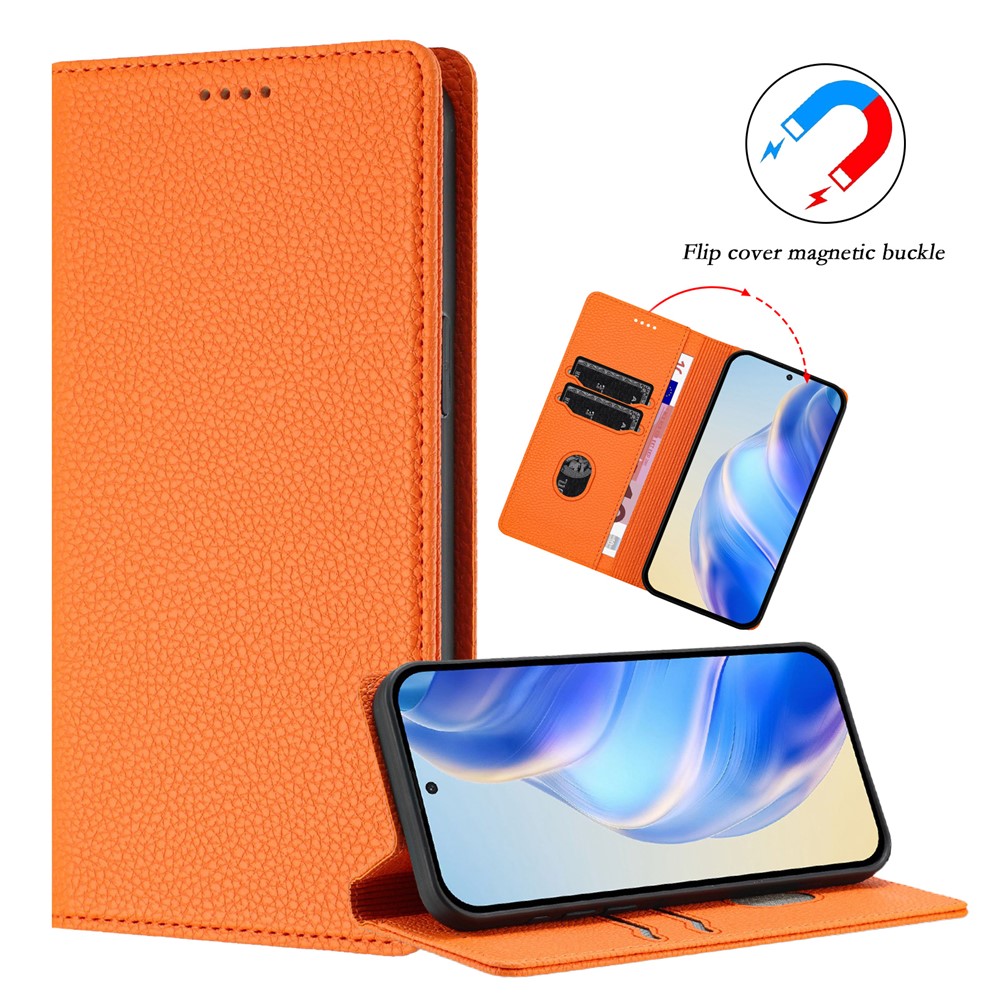  Google Pixel 10/10 Pro Fodral RFID Litchi Läder Orange - Teknikhallen.se