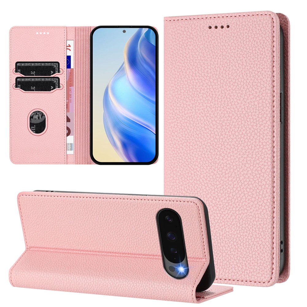  Google Pixel 10/10 Pro Fodral RFID Litchi Läder Rosa - Teknikhallen.se
