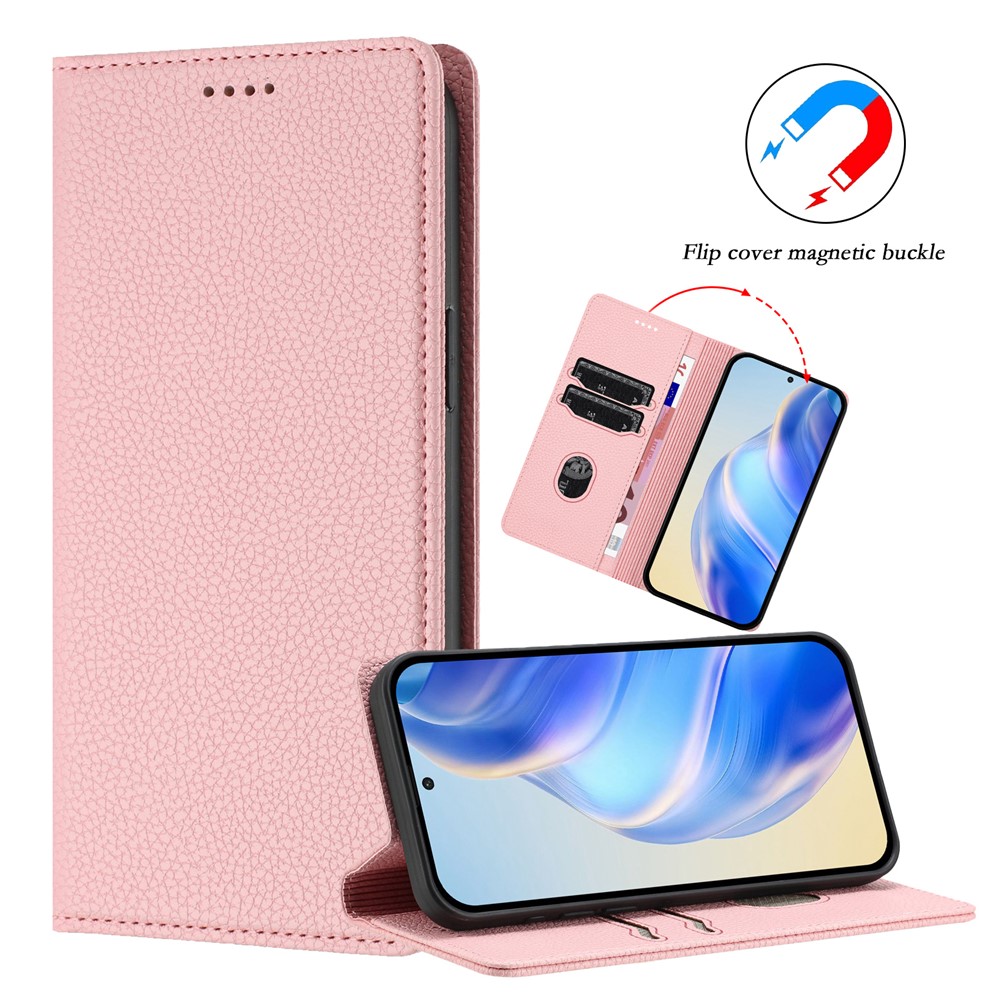  Google Pixel 10/10 Pro Fodral RFID Litchi Läder Rosa - Teknikhallen.se