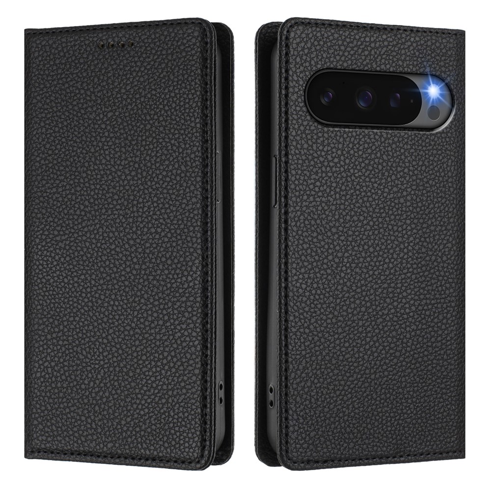  Google Pixel 10/10 Pro Fodral RFID Litchi Läder Svart - Teknikhallen.se