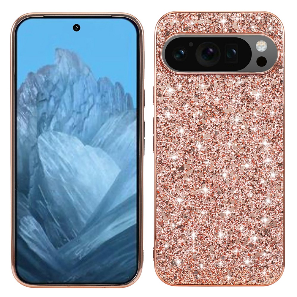  Google Pixel 10 / 10 Pro Skal Glitter Hybrid Roséguld - Teknikhallen.se