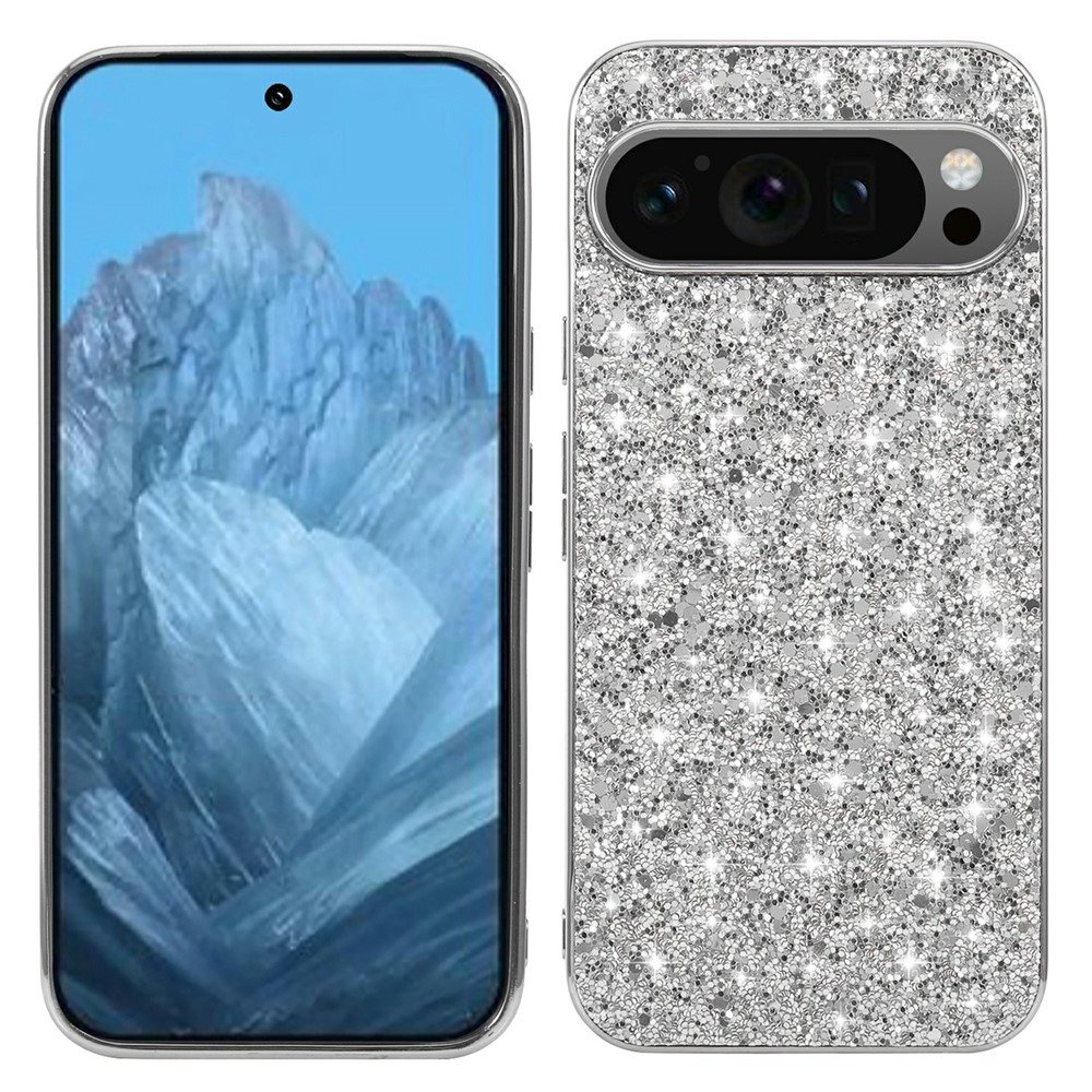  Google Pixel 10 / 10 Pro Skal Glitter Hybrid Silver - Teknikhallen.se