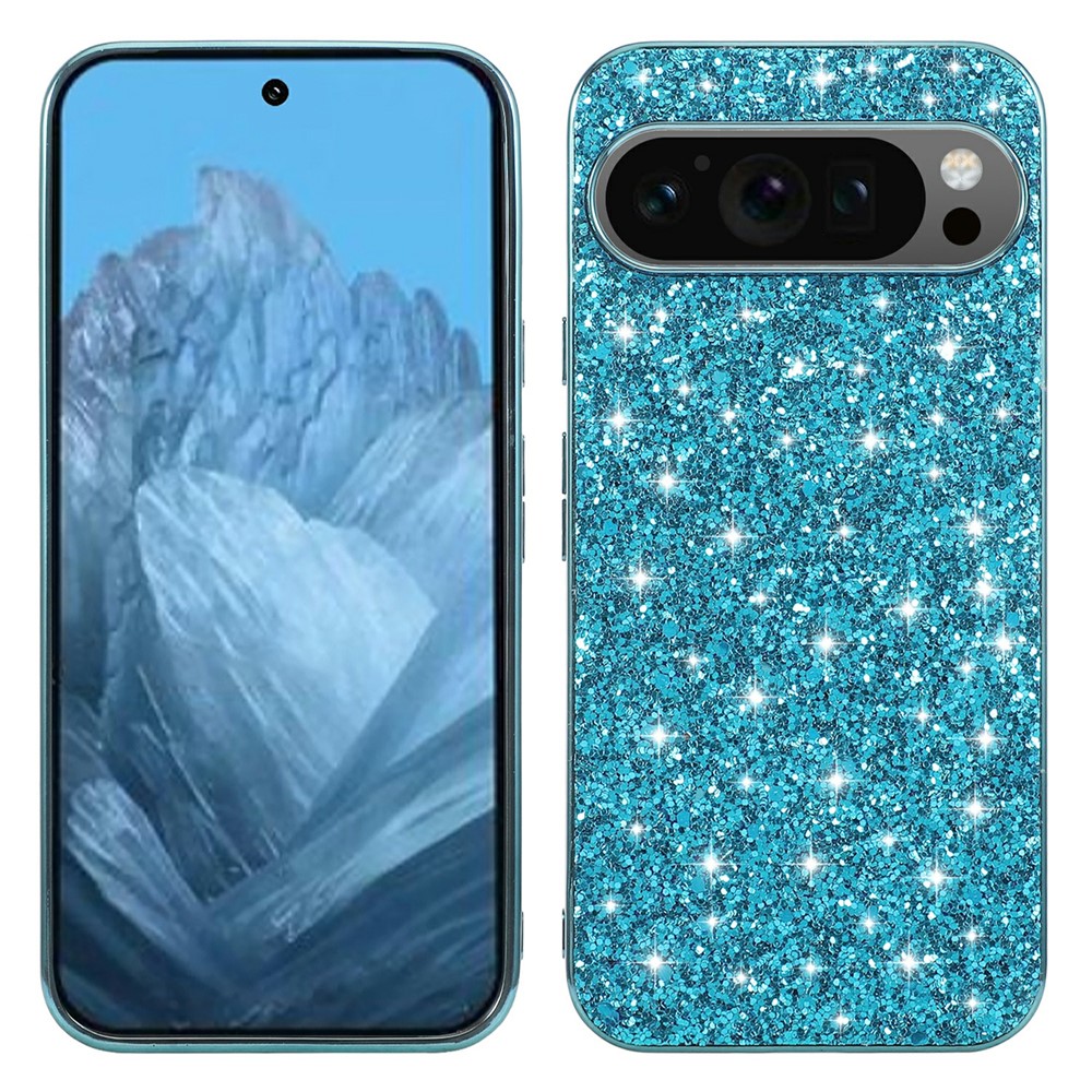  Google Pixel 10 / 10 Pro Skal Glitter Hybrid Blå - Teknikhallen.se