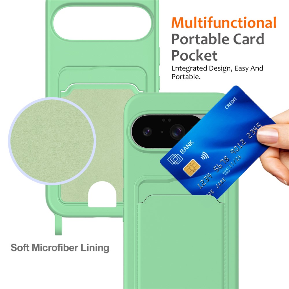  Google Pixel 10 Skal Med Kortfack & Mobilsnöre Silikon Grön - Teknikhallen.se