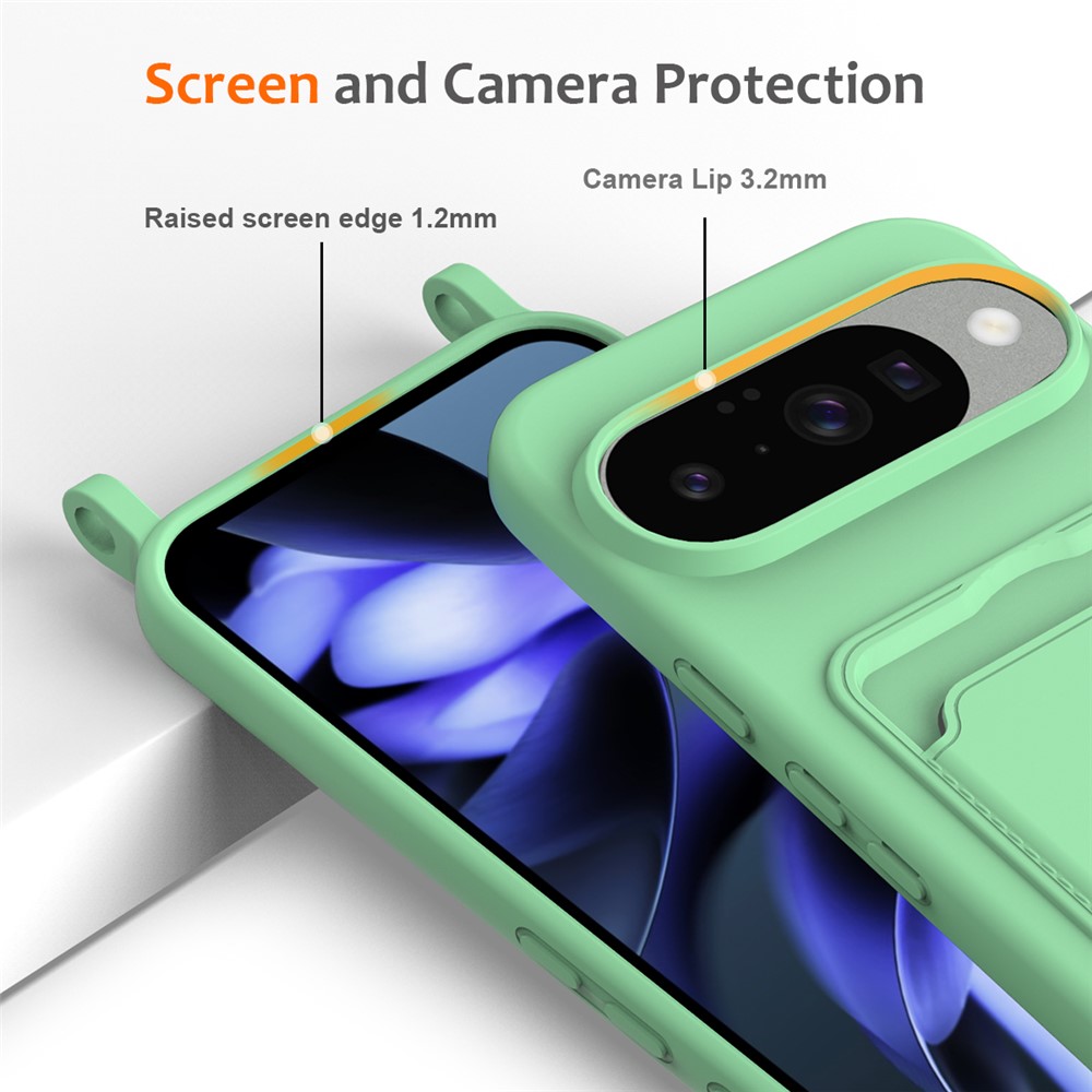  Google Pixel 10 Skal Med Kortfack & Mobilsnöre Silikon Grön - Teknikhallen.se