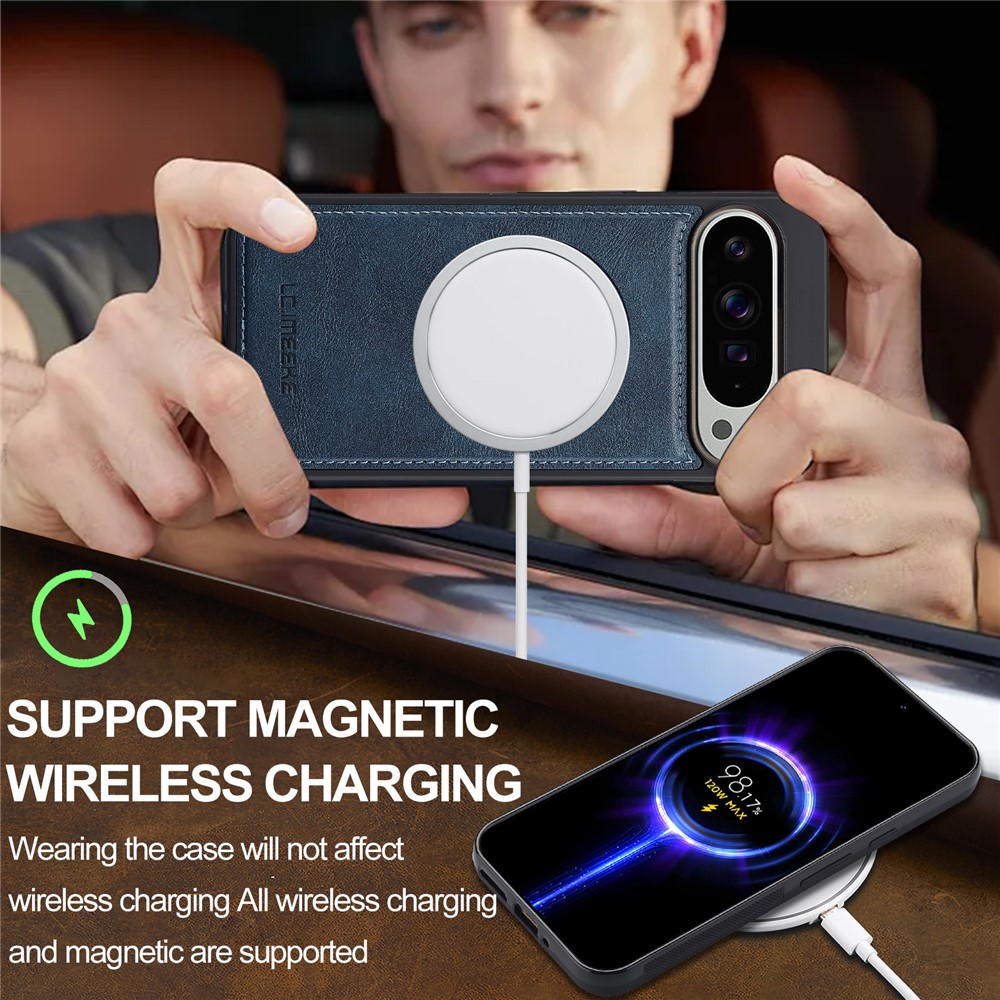 LC.IMEEKE LC.IMEEKE Google Pixel 10 / 10 Pro Skal MagSafe Läder Blå - Teknikhallen.se