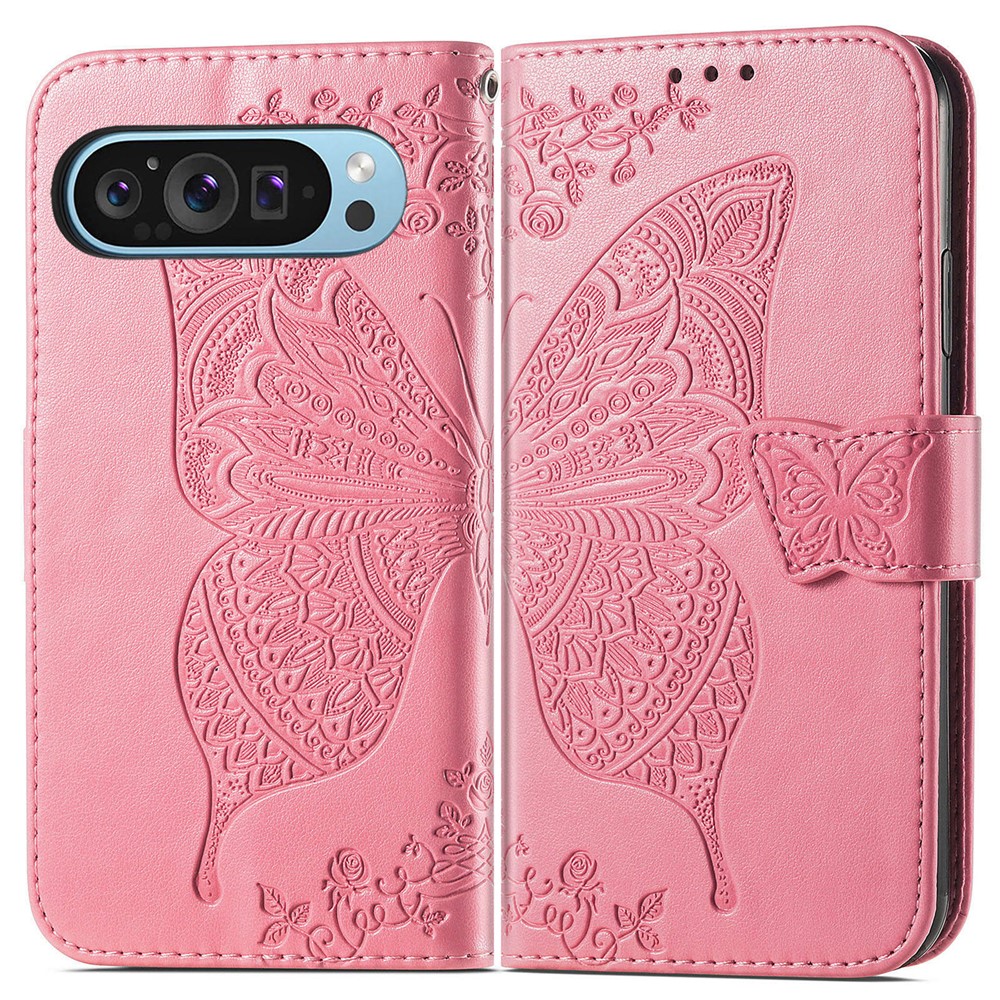  Google Pixel 10/10 Pro Fodral Med Fjäril Tryck Rosa - Teknikhallen.se