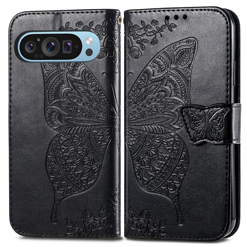  Google Pixel 10/10 Pro Fodral Med Fjäril Tryck Svart - Teknikhallen.se