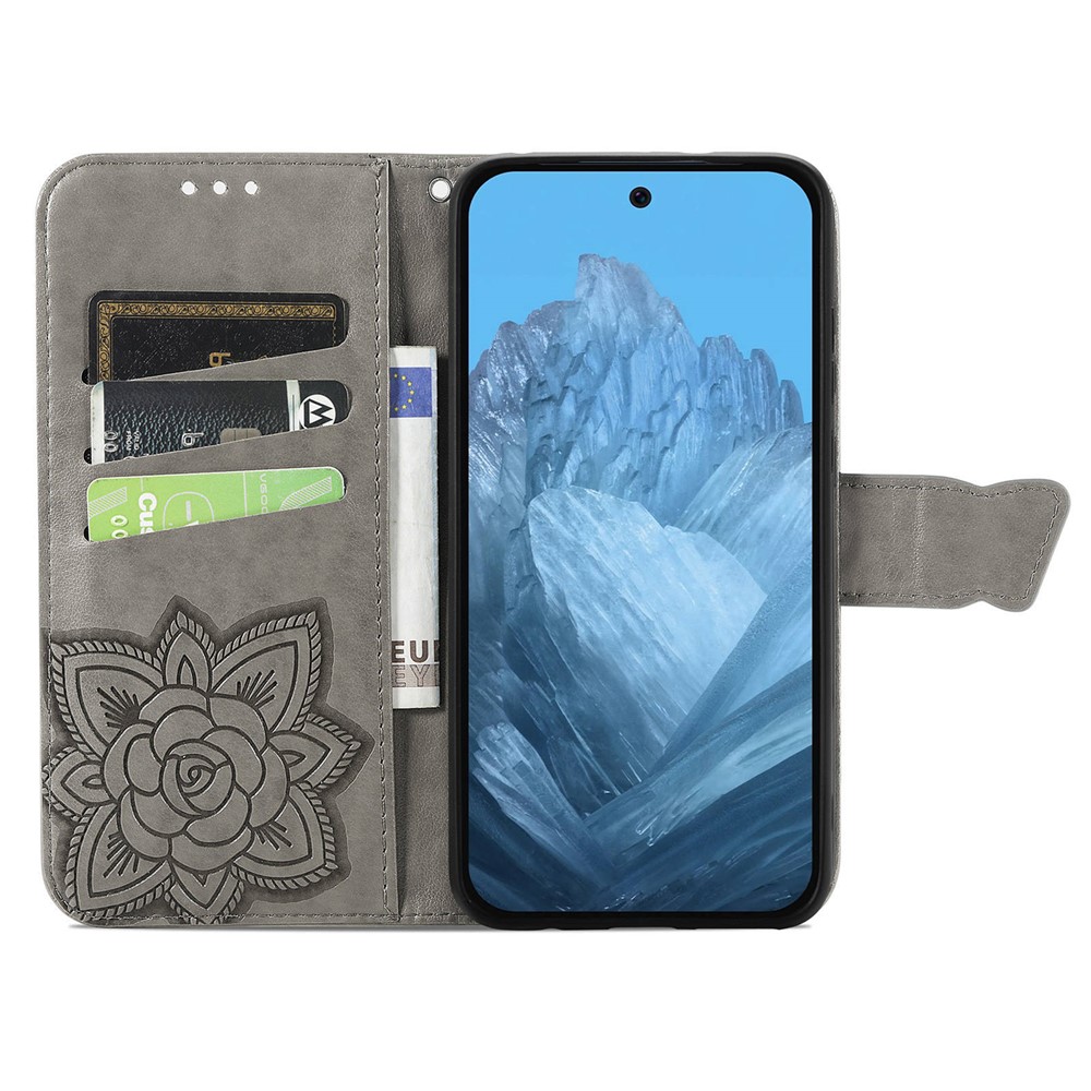  Google Pixel 10/10 Pro Fodral Med Fjäril Tryck Grå - Teknikhallen.se