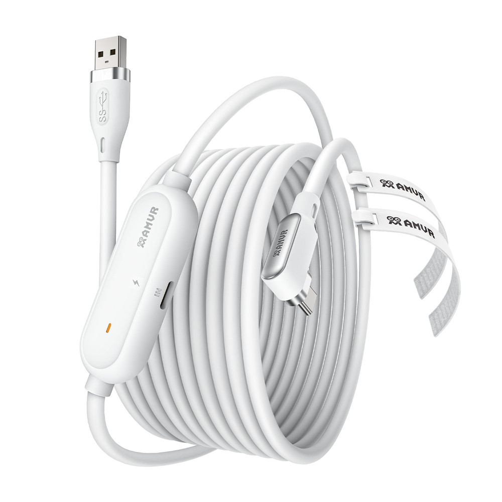 AMVR AMVR 5m 18W Link Kabel Med Laddningsport USB-C Vit - Teknikhallen.se