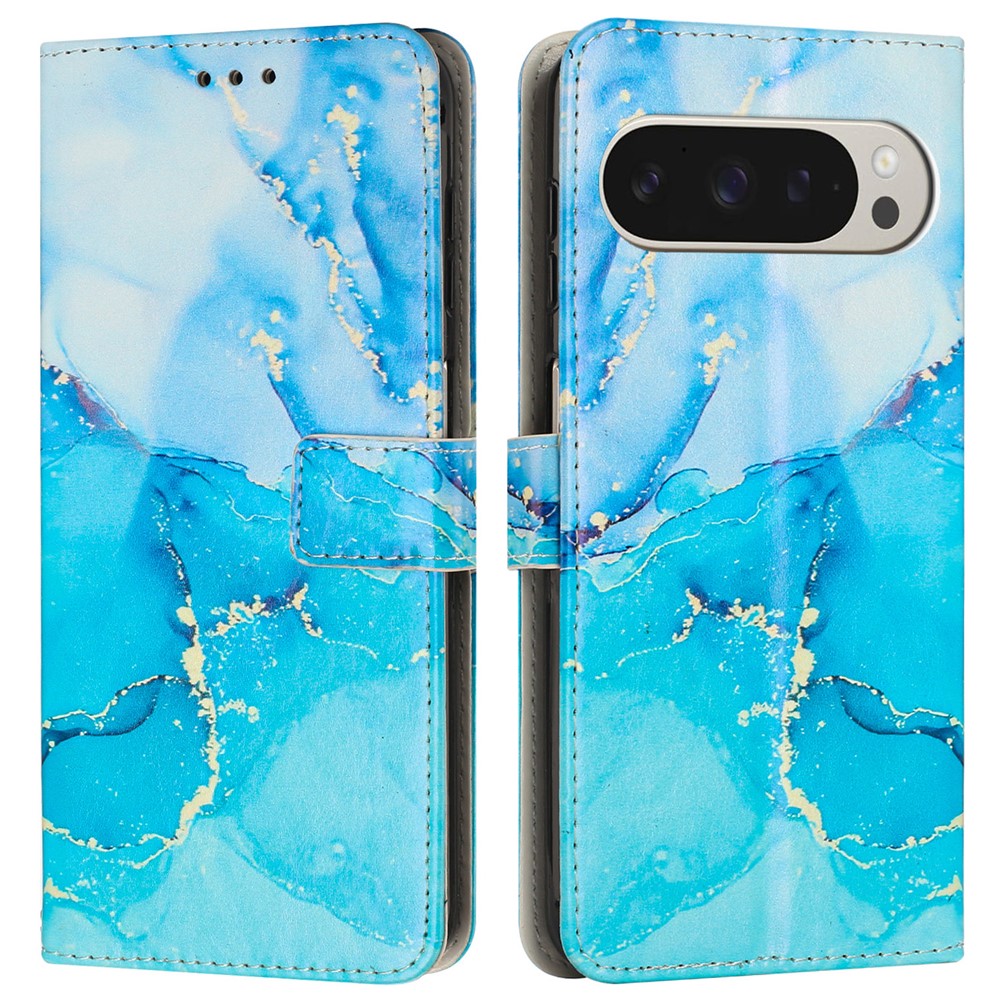  Google Pixel 10 Pro XL / 9 Pro XL Fodral Marmor Blå / Grön - Teknikhallen.se