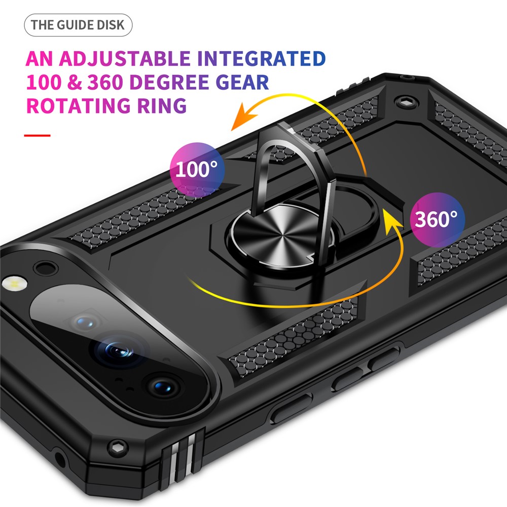  Google Pixel 10 Pro XL Skal Armor Ring Hybrid Svart - Teknikhallen.se