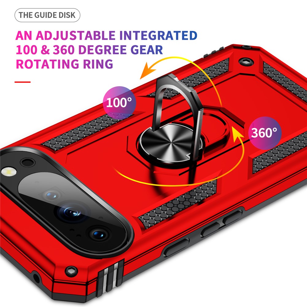  Google Pixel 10 Pro XL Skal Armor Ring Hybrid Röd - Teknikhallen.se