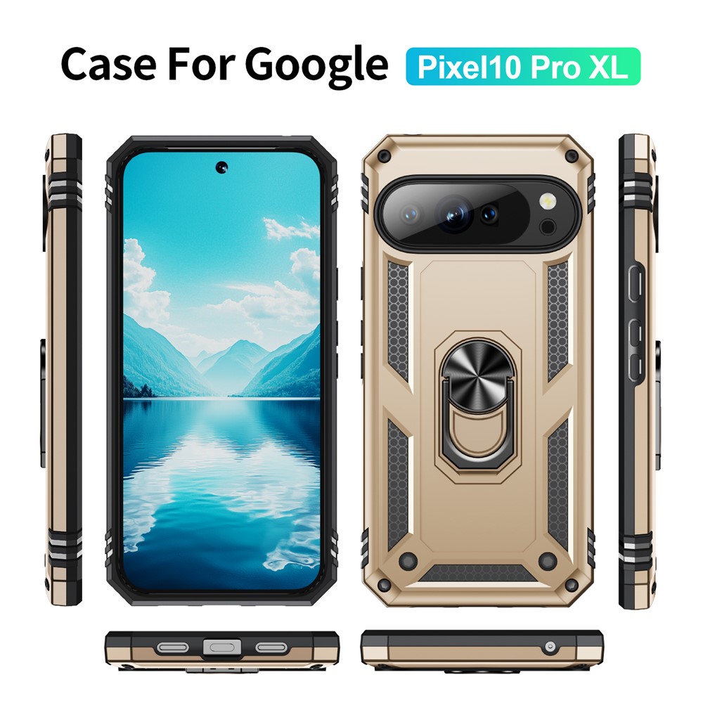  Google Pixel 10 Pro XL Skal Armor Ring Hybrid Guld - Teknikhallen.se