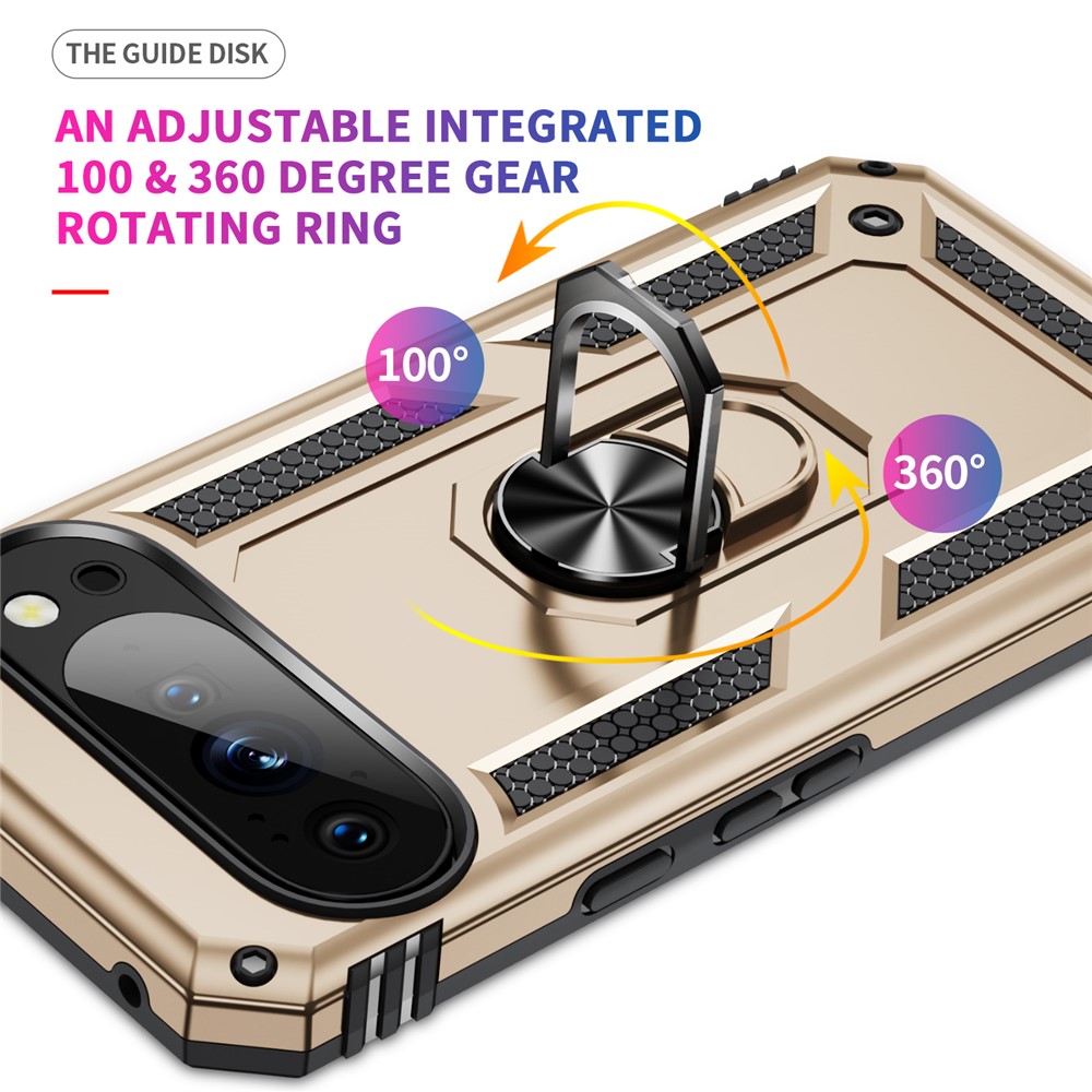  Google Pixel 10 Pro XL Skal Armor Ring Hybrid Guld - Teknikhallen.se