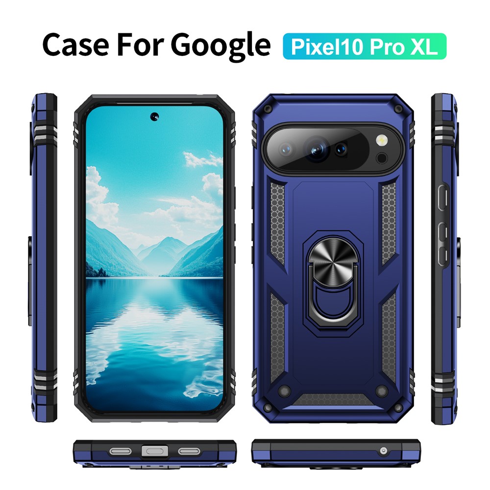  Google Pixel 10 Pro XL Skal Armor Ring Hybrid Blå - Teknikhallen.se