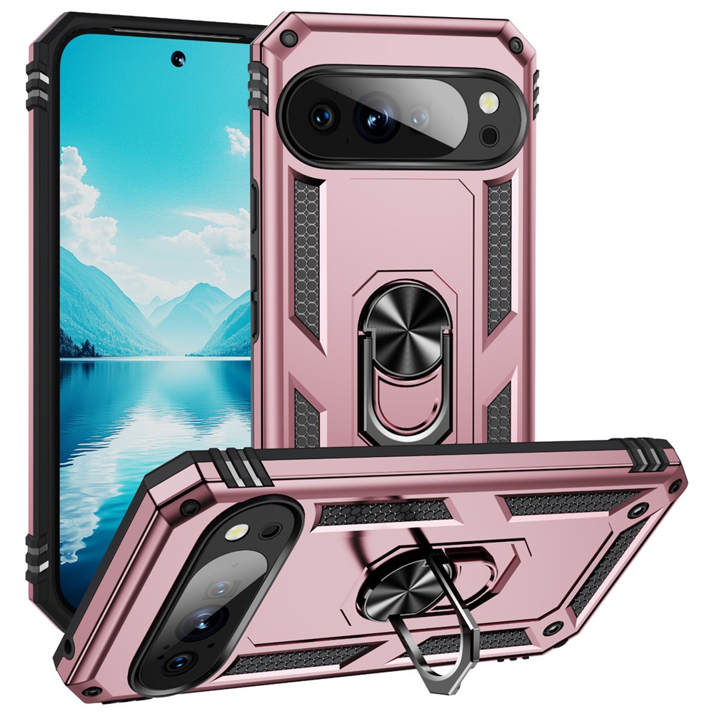  Google Pixel 10 Pro XL Skal Armor Ring Hybrid Roséguld - Teknikhallen.se