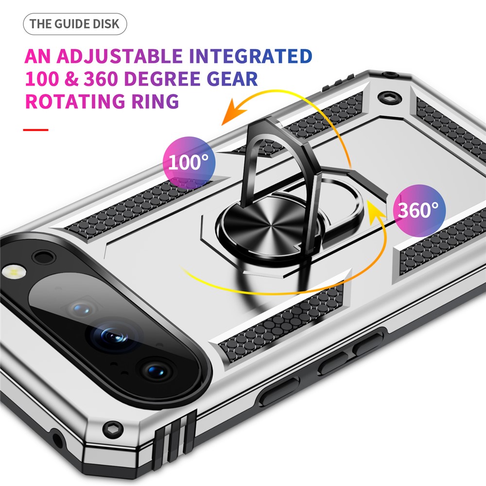  Google Pixel 10 Pro XL Skal Armor Ring Hybrid Silver - Teknikhallen.se
