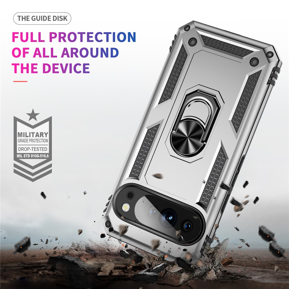  Google Pixel 10 Pro XL Skal Armor Ring Hybrid Silver - Teknikhallen.se